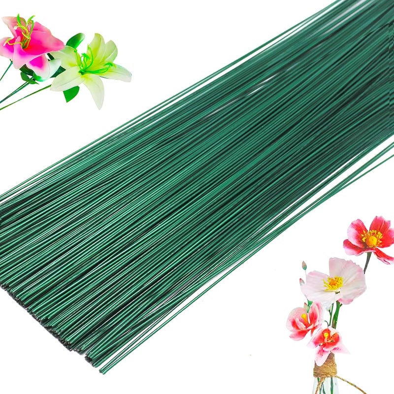 Jgalnim 300 PCS 22 Gauge Floral Flower Stem Wire,16 Inches Florals Stem Wire Flower Arrangements,Floral Wires for Florist Flowers Arrangement Bouquent Stems Wrapping and DIY,Dark Green - Image 1